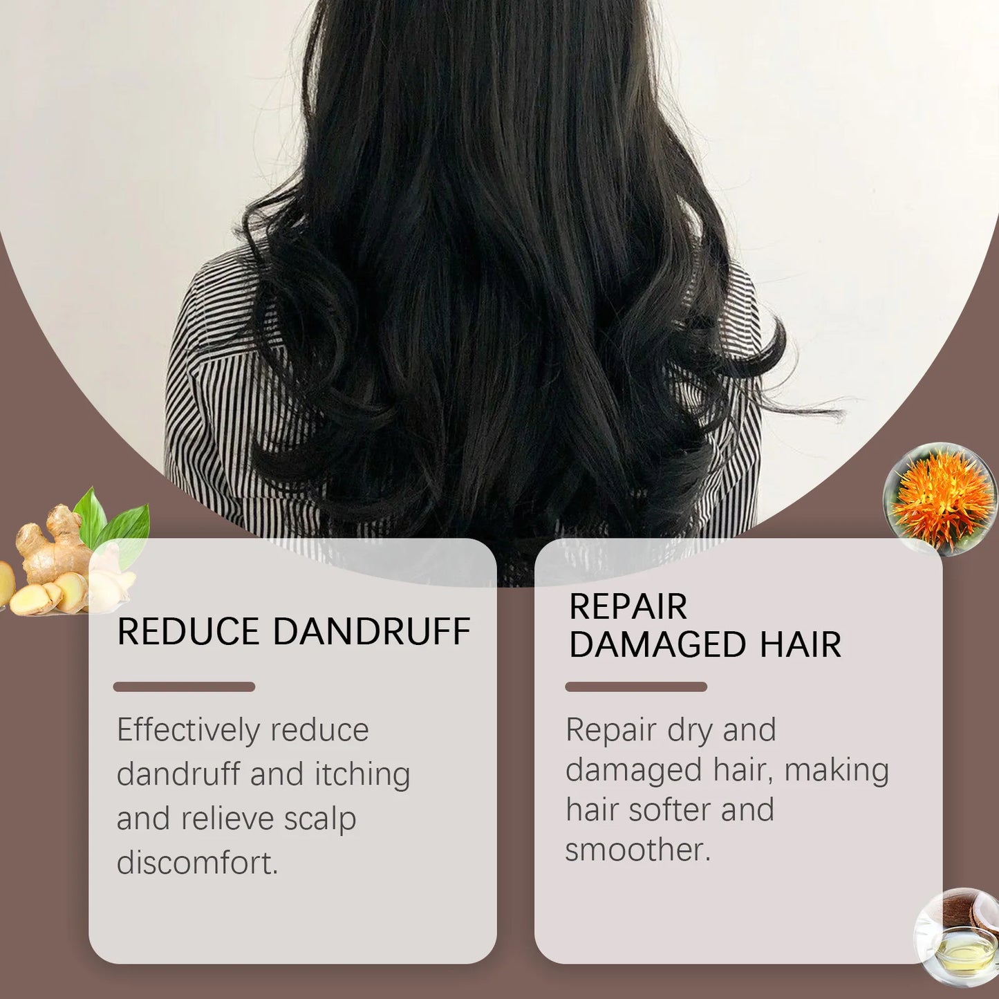 Shampoing antipelliculaire – Répare la sécheresse et les cheveux abîmés, lisse, adoucit, apporte de la brillance, nettoie en profondeur, réduit les démangeaisons, nourrit et ravive l’éclat des cheveux