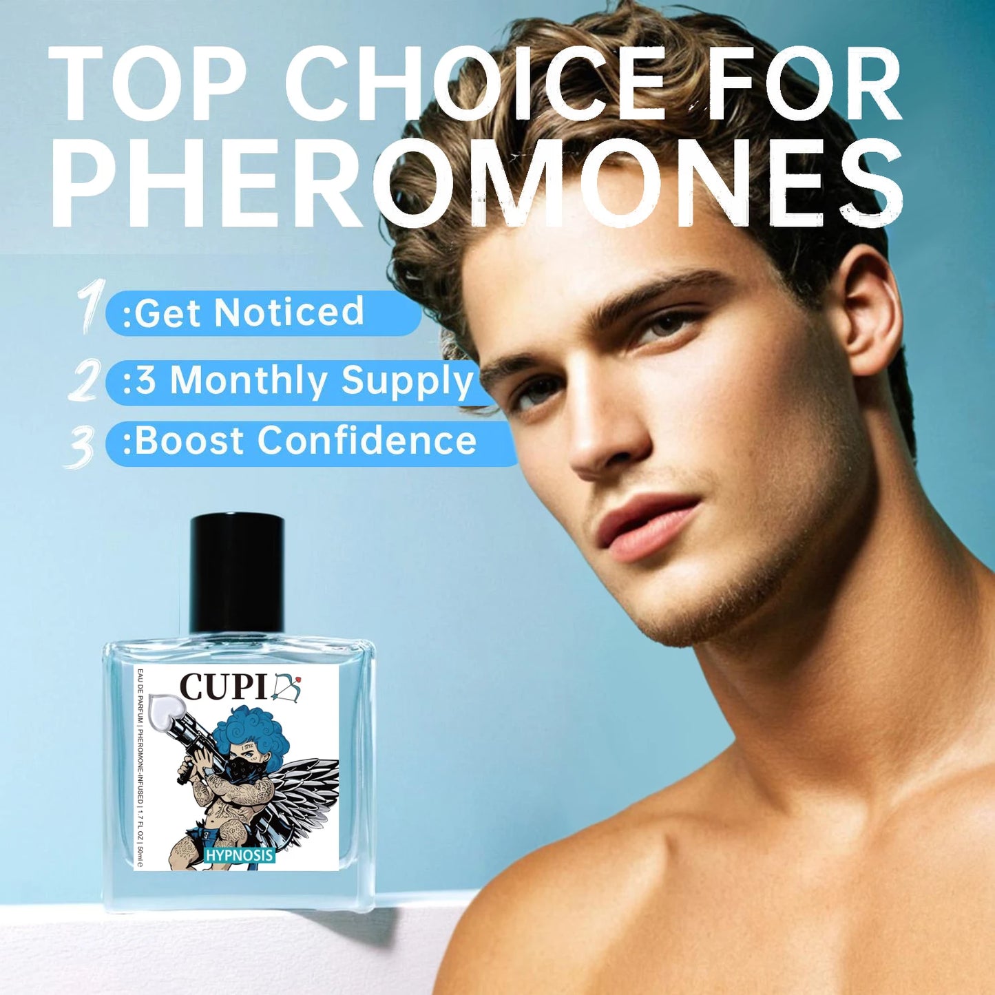 50ml Cupidon hypnose Parfum phéromone Cologne pour hommes longue durée Eau de Parfum haute qualité Hombre Parfum pour attirer les femmes