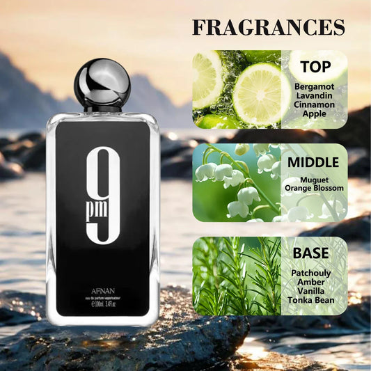 Afnan 9 PM Pour Homme 9 AM Pour Femme Eau De Parfum 3.4 Fl. Parfum de phéromone longue durée Oz parfum de Cologne de haute qualité 100ML