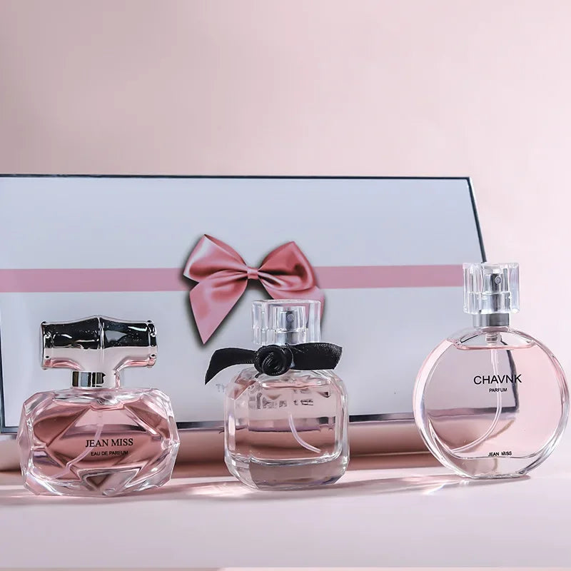90ML (30ml x 3 pièces) Eau De Parfum boîte-cadeau Feminino Spray frais léger parfum Floral fruité Chypre Notes longue durée femmes ensemble De Parfums