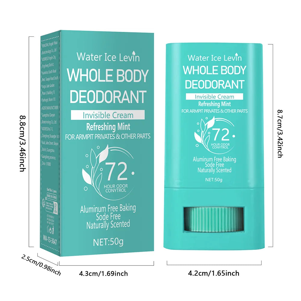 Bâton de crème désodorisante invisible pour tout le corps, séchage rapide, reétiquette de parfum, anti-transpiration, odeur de poignet