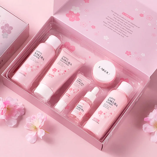 LAIKOU Sakura ensembles de soins de la peau nettoyant pour le visage crèmes pour les yeux crème pour le visage sérum Lotion Toner éclaircissant hydratant Kit de soins du visage