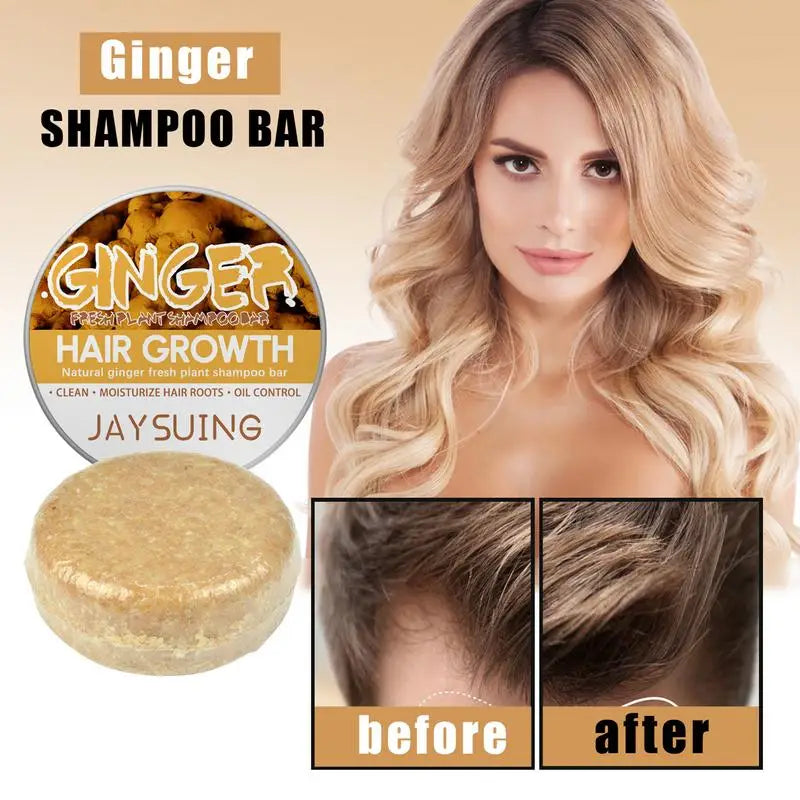 Shampoing au gingembre, savon biologique fait à la main, traité à froid, Anti-démangeaison, nettoyage, barre de contrôle de l'huile, favorise la croissance des cheveux, soins capillaires